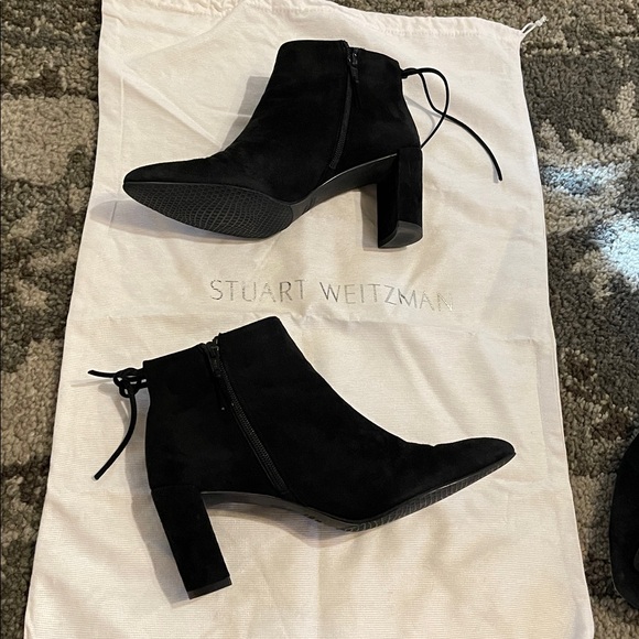 Stuart Weitzman Black Suede Booties 8.5M - Picture 10 of 10